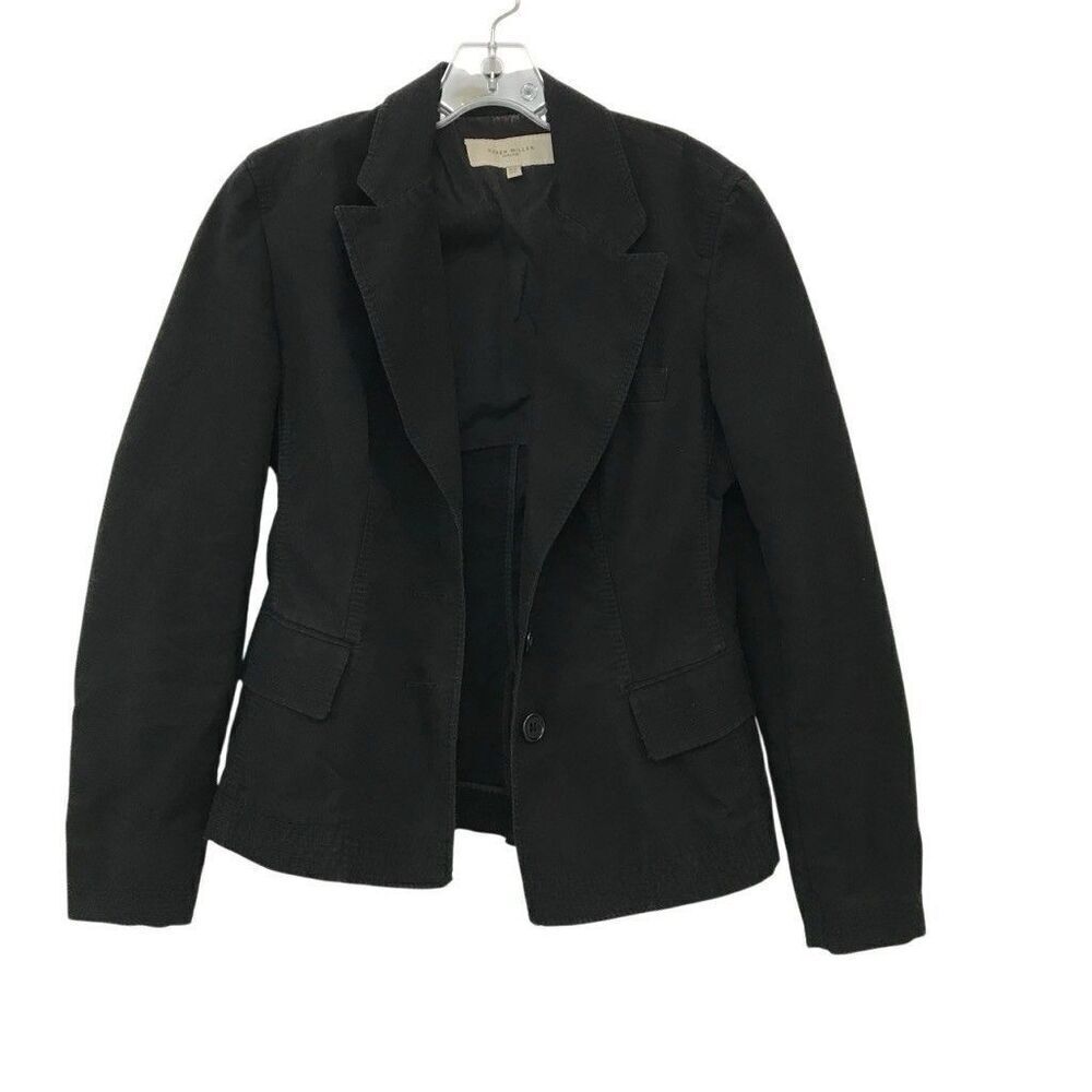 Karen Millen England Black Cotton Blazer Women Size: US 8 UK 12 EU 40